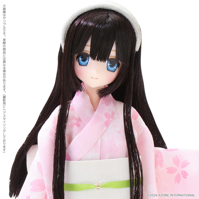 Sahra Black Hair in Azone's original sakura yukata print